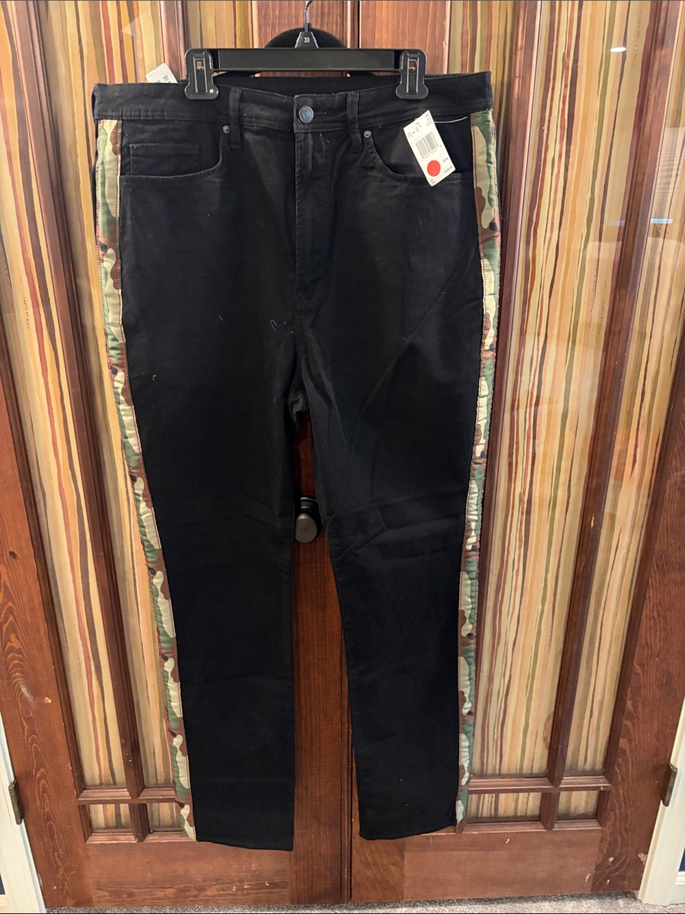 Buffalo David Bitton Black Chinos with Camo Side Stripes
